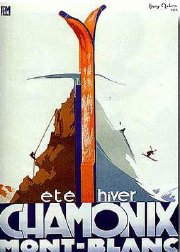 Drawing representing mountain activities in winter and summer in Chamonix Mont-Blanc