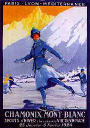 Old poster of the 1924 Olympic Games in Chamonix