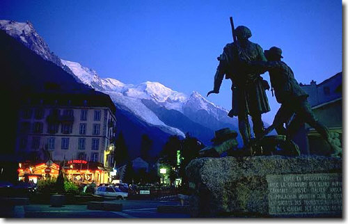 Famous statue in downtown Chamonix Mont-Blanc